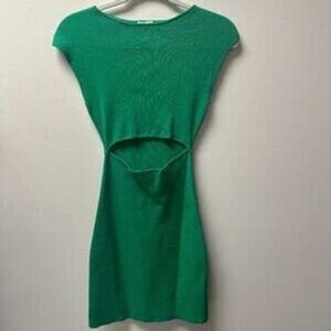 Wilfred Free Aritzia Womens Backless Green Dress Size S Ribbed Knit